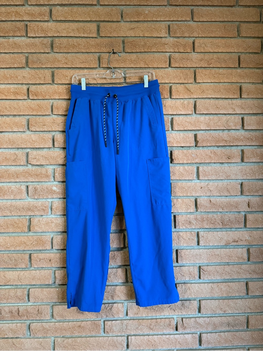 Wide Leg Drawstring Cargo Pants in Bright Blue